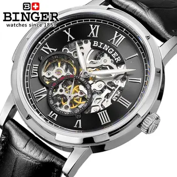 Šveicarija, laikrodžių vyrams prabangos prekės vyrų laikrodžiai BINGER šviesos Automatinis savaiminis vėjo pilna nerūdijančio plieno, atsparus Vandeniui B5036-4