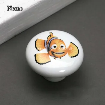 Vaikų kambario animacinių filmų rankena žuviukas Nemo rankenėlę, rankomis piešti didelį ratą stalčių krūtinės durų handlle keramikos rankena vėliau kaip CP479