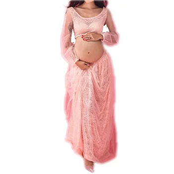 Motinystės Suknelė Kūdikių Dušai Nėštumo Fotografija Rekvizitai Rausva Nėrinių Maix Suknelė Nėščiosios fotosesiją Rekvizitai Suknelė Drabužius