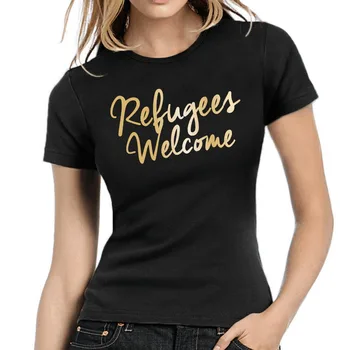 Naujas 2018 Mados Karšto Vyrų Projektavimas Tee Marškinėliai Pabėgėlių Sveiki | Willkommen | Metallic Druck |Meitenīte Shirtcreate Savo Marškinius