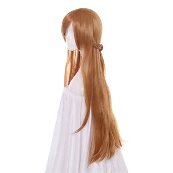 Ccutoo Kardas Meno Internete Yuuki Asuna 80cm Auksinės Rudos spalvos Ilgų Tiesių Plaukų Pynimo Stiliaus Sintetinių Šalies Cosplay Perukas