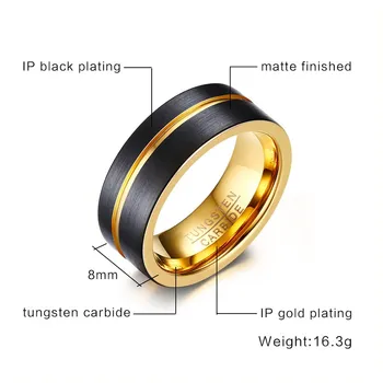 Meaeguet 8MM Pločio Aukso Spalvos Volframo Karbido Žiedas Vyrams Madinga Vieną Griovelį Žiedai, Vestuvių Juostas, Papuošalai JAV Dydis