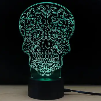 Kaukolės Galvą 3D LED Šviesos Ženklas Akrilo LED Ženklas Namų Dekoro Dovana Baras Plokštės Plokštės Plokštelės Darbastalio Apdaila