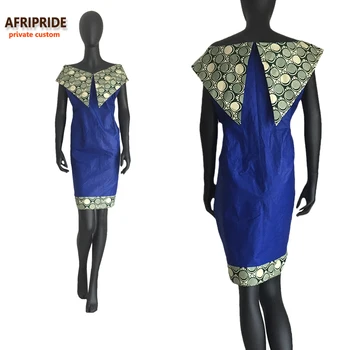 2017 afrikos Rudenį moterų suknelė AFRIPRIDE privačių užsakymą ilgai sailor apykaklės midi suknelė super batikos medvilnės plius dydis A722586