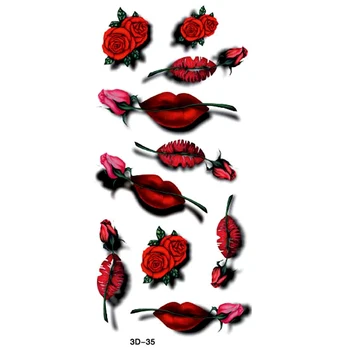 Raudona Rožinė Rožė 3d Laikina Tatuiruotė lipdukai Body Art 