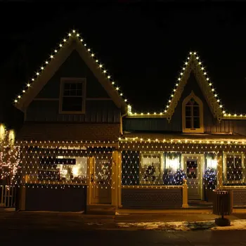 Kalėdų LED Šviesos Neto 1,5 m x 1,5 m 96LEDs Užuolaidų Styginių Šviesos vidaus ir Lauko Sodo Namo Šalis Atostogų Apdailos Šviesos
