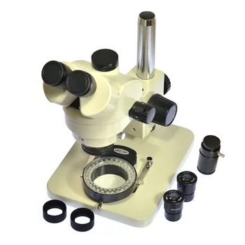 Tikrinimo Zoom 7X-45X Trinokulinis Stereo Mikroskopas Trinokulinis Visual + 56 LED Šviesos + WF10X20 Okuliaro + C Adapteris, skirtas PCB LAB