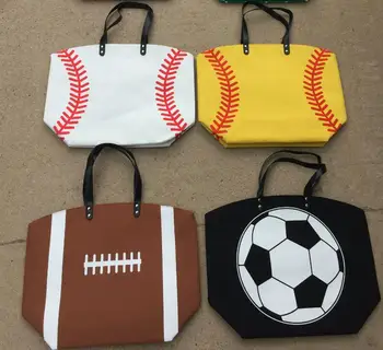 2017 naujas beisbolo maišelį futbolo beisbolo baltos spalvos siūlėmis krepšiai beisbolo moterų Medvilnės Drobės Sportiniai Krepšiai Beisbolo Tote bag