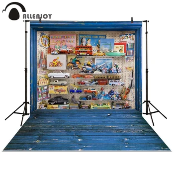 Allenjoy fotografijos foną, Medinės grindys, mėlyna žaislų kambarį spalvinga baby shower vaikų fono foto studija photocall
