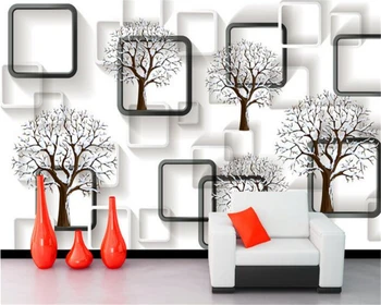 Beibehang Užsakymą Tapetai Juoda ir Balta Dėžutė 3D Medžio Stereo Paprasto Fono Sienos Kambarį, Miegamąjį, TV Foną, 3d Freskos