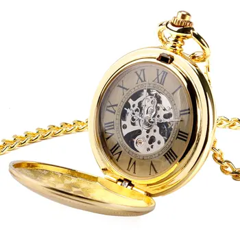 Prabangių Mados Elegantiškas Aukso Dizaino Kišeninio Laikrodžio Grandinė Mechaninė Automatinė Kalėdų Dovana Moterims, Vyrams reloj bolsillo P2045C