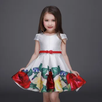 2018 Princesė Gėlių Mergaičių Suknelės Vasaros Baby girl Rose Gėlių Modelio Suknelė Vaikai Vaikų Šalis suknelės mergaitėms Vestidos