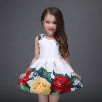 2018 Princesė Gėlių Mergaičių Suknelės Vasaros Baby girl Rose Gėlių Modelio Suknelė Vaikai Vaikų Šalis suknelės mergaitėms Vestidos