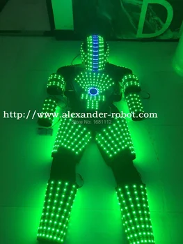 LED roboto Kostiumas /LED Drabužiai, kostiumai/ LED Robotas kostiumai/ baltos, auksinės šviesos robotas