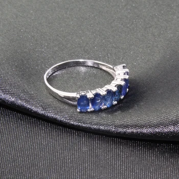 Klasikinis septynių akmenų žiedas moters 7 vnt. natūralių safyras sidabro žiedas kietas 925 sidabro safyras papuošalai romantiška gimtadienio dovana