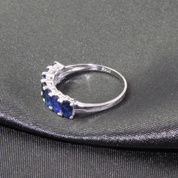 Klasikinis septynių akmenų žiedas moters 7 vnt. natūralių safyras sidabro žiedas kietas 925 sidabro safyras papuošalai romantiška gimtadienio dovana