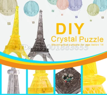 Aukštos kokybės dimensijų kristalas įspūdį plastikiniai pastato surinkti žaislą dovanų. led muzikos Ai, Eifelio Bokštas Paryžiuje, Geltona ir Juoda