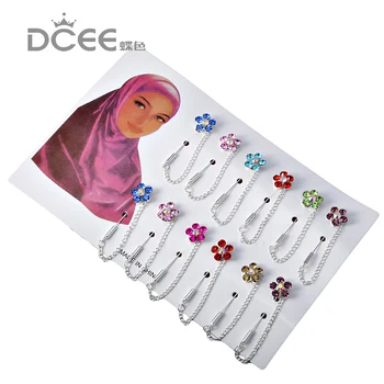 Pin Moterų Saugos Šalikas Pin pin apima Naują Hijab Smeigtukai su gėlių Didmeninė 12pcs Musulmonišką Hidžabą Sagės moterų sagės