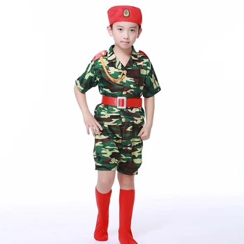 Karinę Uniformą Vaikas Kamufliažas ilgomis rankovėmis Veiklos Drabužius Etape Šokių Kostiumas