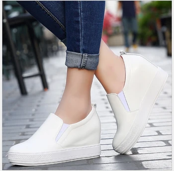 Pavasario Vasaros mados klasikinis mokasīni, padidėjo natūralios odos butas moterų batai maži balti bateliai