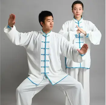 Tradicinės Kinų Apranga 14 Spalva Ilgas Rankovėmis Wushu TaiChi KungFu Vienodos Uniformos Kostiumas Tai Chi Mankštos Apranga