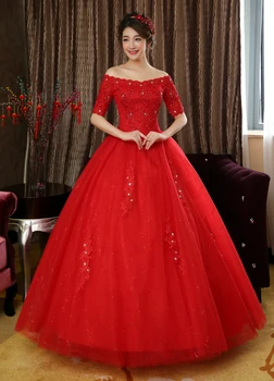 LYG-Y20#Didmeninė užsakymą nėrinių ilgas raudonos ir baltos vestuvės dress 2017 nauja suknelė Off Peties Bridesmaid Dresses Kinija