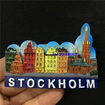 Stokholmo Švedijos Turizmo Atminimo Šaldytuvas Magnetas Dervos 3D Šaldytuvas Magnetas Lipdukas Kelionių Suvenyrų Virtuvės Namų Puošybai