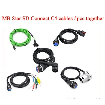 Geriausia, Aukščiausios Kokybės MB STAR C4 Kabeliai STAR Diagnostika C4 Pilnas Komplektas su 5 Kabeliai, SD C4 Prisijungti
