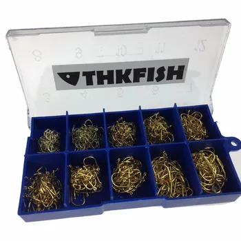 500Pcs #3~12 Aukso Gėlųjų vandenų Žvejybos Kabliukai Fishhooks Spygliuota Kabliukai, Žvejybos su dėžute