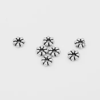 6*6 mm Gėlių Formos Metalo Senovinis Tibeto Sidabro Karoliukai, Metalinės Radiniai Juvelyrika Priėmimo 