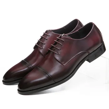 Mados pažymėjo tne rudos rudos / juodos verslo bateliai vyrai suknelė, batai natūralios odos oficialų mens vestuvių batai