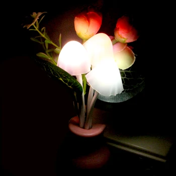 Naujovė Judesio jutiklis nakties šviesos Grybų gėlių Led namų puošybai lempos, naktiniai naktinė lempa vaikams, dovana kūdikiui, šviesiai 110V, 220V