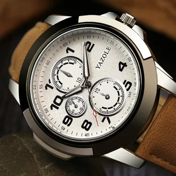 Naujas Atvykimo Yazole Kvarciniai Laikrodžiai Vyrams Odinis Dirželis Aukštos kokybės Karinės Sporto Laikrodžiai Vyrų Laikrodis Kvarcinis-žiūrėti Reloj Hombre