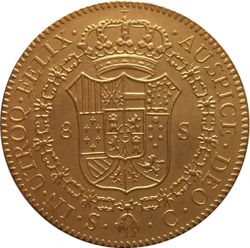 24 - K auksu 1786 Ispanija 8 Escudos - Carlos III monetas, kopijuoti Nemokamas pristatymas