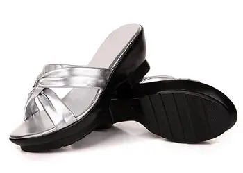 Mados Avikailio Moterų sandalai, patogus geuine odos storio kulniukai moterų vasaros batai platformos sandalas plius dydis 35-42