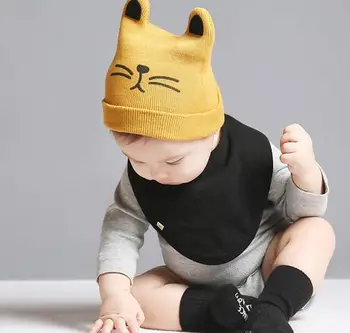 Kačių Ausų Baby Hats Naujagimių Animacinių Filmų Megzti Dangtelis Bamblys Vaikų Berniukų, Mergaičių Beanie Kepurė Kūdikiams Rudenį, Žiemą Šiltą Kepurę