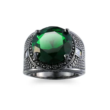 Derliaus Šalies Moterų Žiedas Green Crystal Mados 14KT Juodojo Aukso Vestuvių, Sužadėtuvių 925 Žiedai Moterims/Vyrams Papuošalai Bijoux Femme