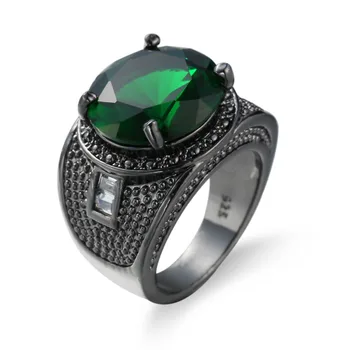 Derliaus Šalies Moterų Žiedas Green Crystal Mados 14KT Juodojo Aukso Vestuvių, Sužadėtuvių 925 Žiedai Moterims/Vyrams Papuošalai Bijoux Femme