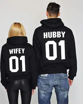 Hubby ir Wifey 2 poros Sweatershirt Hubby Wifey Porų hoodie Hubby Wifey Porų megztinis mados pora