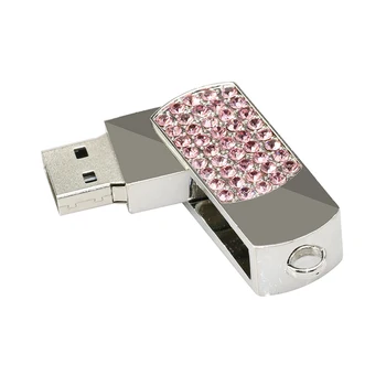 Metalo Kristalų Visą Deimantų Pasukimo Key Chain, USB 2.0 Flash Drive 4GB 8GB 16GB 32GB 64GB 128 GB Flash Diską, Atminties kortelę memory Stick Pendrive