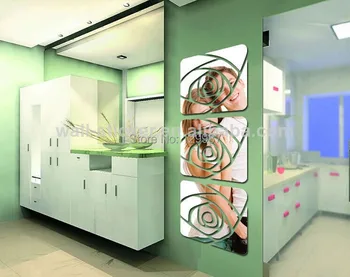 Aikštėje gėlių iškirpti rose sienos veidrodis aplinkosaugos ¾enklelis , 3D dekoratyvinis veidrodis sienos lipdukas , 