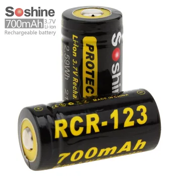 Soshine Li-ion RCR 123), 3,7 V 16340 700mAh Saugomų Įkraunama Ličio Baterijos (2 Vnt.) Su Baterija Atveju