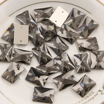 YANRUO #3250 Visų Dydžių Black Diamond Flatback Stačiakampio Kristalai, kalnų krištolas Siūti Masės Plaukiojančioms priemonėms