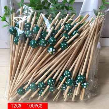 12 Cm 100vnt Raudona pirštus bambuko stickdisposable vaisiaus šakutė įdomu desertinis kokteilis pasirašyti vestuvių dekoratyvinis šalies prekių