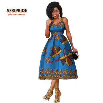 2017 Originalus Afripride privačių užsakymą afrikos drabužius vasaros suknelė moterims kelio ilgis rankovių batikos šalis suknelė A722534