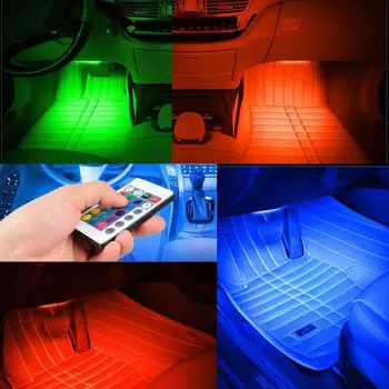 Automobilio LED Juostelės Žibintai, USB, RGB Automobilių Stiliaus Atmosfera Lempos, Lankstus 4 Vnt. Juostelių Automobilių Vidaus išplanavimas, Šviesos CSL2017