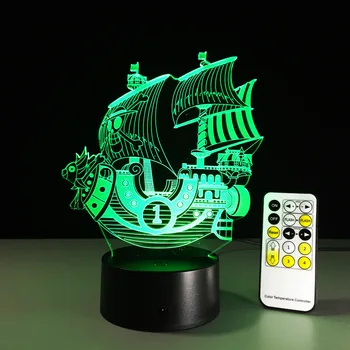 3D Buriavimo Jūroje Laivas, Valtis Naktį Šviesos RGB Permaininga Nuotaika Lempa LED Šviesos AC5V USB Dekoratyvinis Stalo Lempa Palieskite arba Nuotolinio Valdymo pultu