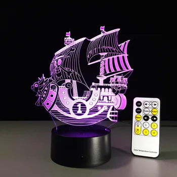 3D Buriavimo Jūroje Laivas, Valtis Naktį Šviesos RGB Permaininga Nuotaika Lempa LED Šviesos AC5V USB Dekoratyvinis Stalo Lempa Palieskite arba Nuotolinio Valdymo pultu