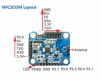 NFC2COM Modulis, UART NFC modulio P2P su telefono Kortelės emuliacija Prieigos kontrolės Mokėjimo Mažas energijos suvartojimas