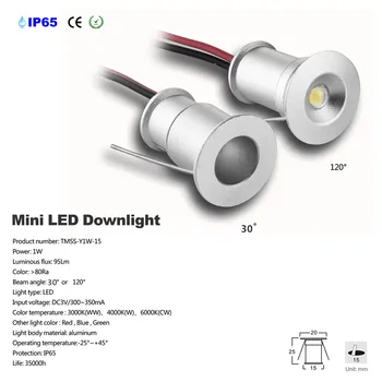 Nemokamas pristatymas 1W LED Embedded DownLight indoor mini apšvietimas Vietoje Šviesos 30D/120D 3-3.4 V/300-350mA 1W Žemyn lempos CE sąrašą
